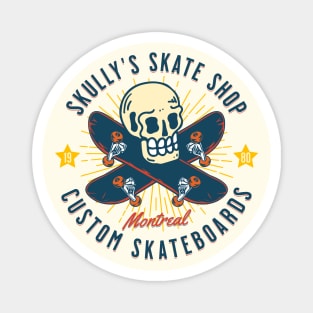 Skully's Skate Shop Vintage Skateboarding Skull Custom Board Magnet